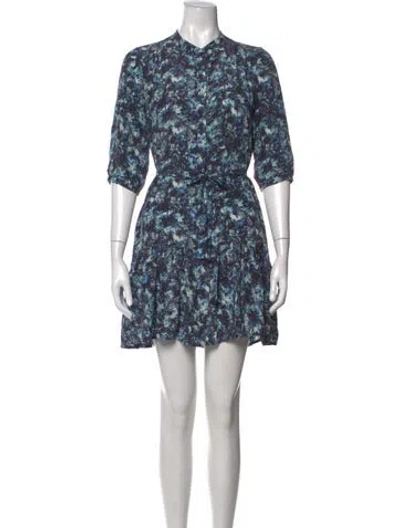 Pre-owned Saloni Silk Mini Dress In Blue