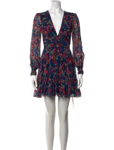 Pre-owned Saloni Silk Mini Dress In Blue