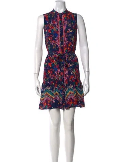 Pre-owned Saloni Silk Mini Dress In Blue