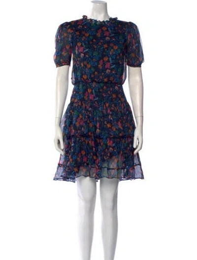 Pre-owned Saloni Silk Mini Dress In Blue