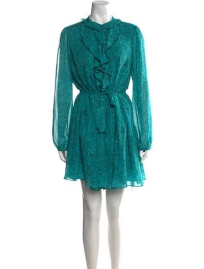 Pre-owned Saloni Silk Mini Dress In Blue/green