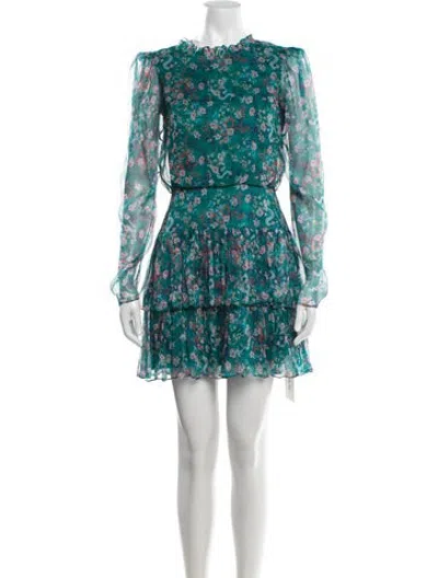 Pre-owned Saloni Silk Mini Dress In Blue/green