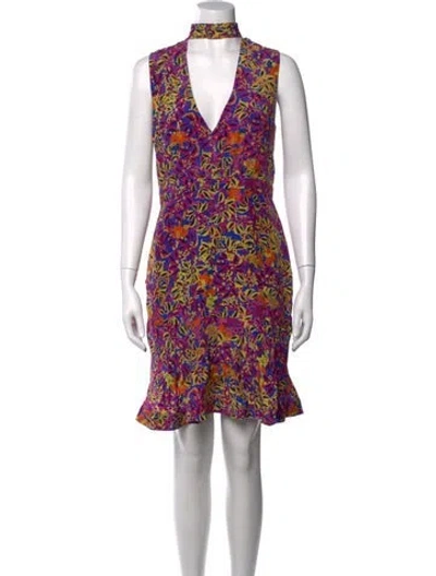 Pre-owned Saloni Silk Mini Dress In Blue/purple