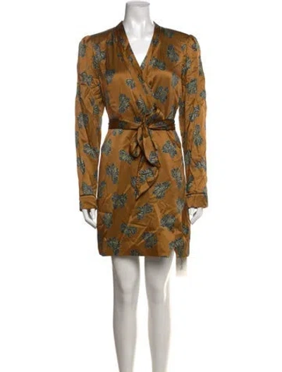 Pre-owned Saloni Silk Mini Dress In Brown