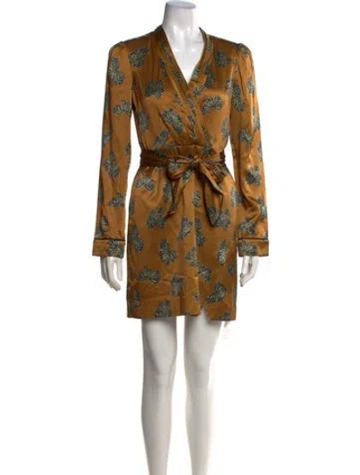 Pre-owned Saloni Silk Mini Dress In Brown
