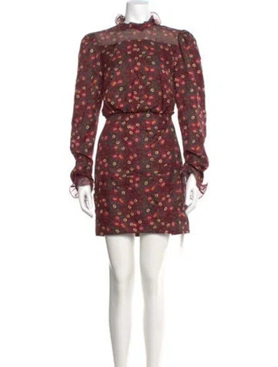 Pre-owned Saloni Silk Mini Dress In Burgundy