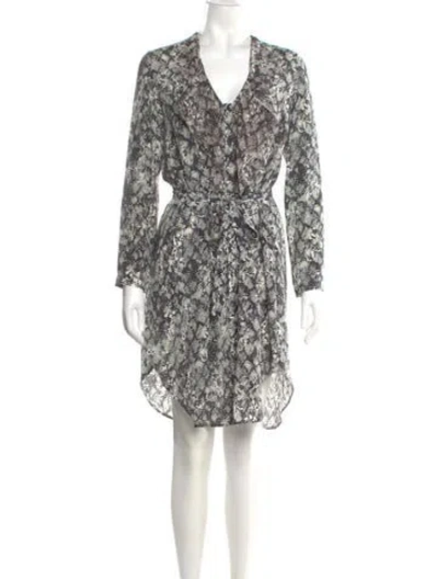 Pre-owned Saloni Silk Mini Dress In Gray