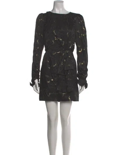 Pre-owned Saloni Silk Mini Dress In Gray
