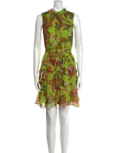 Pre-owned Saloni Silk Mini Dress In Green