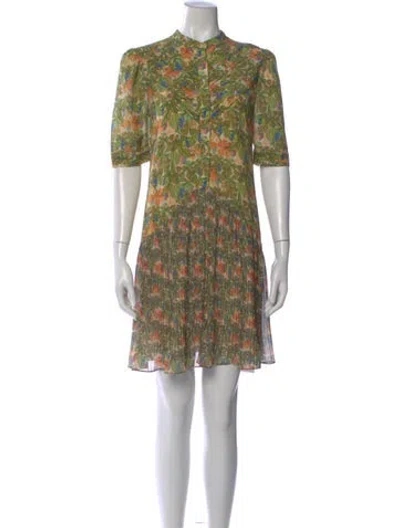 Pre-owned Saloni Silk Mini Dress In Green
