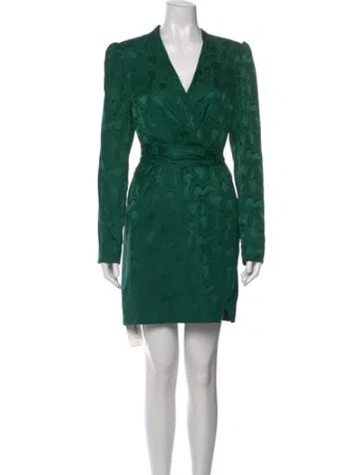 Pre-owned Saloni Silk Mini Dress In Green