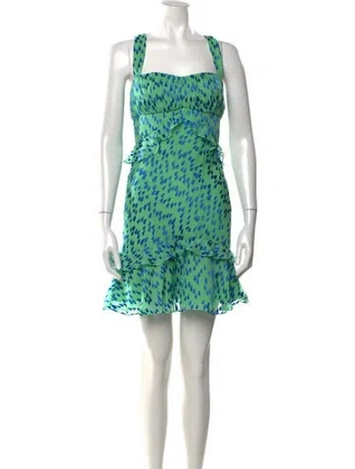Pre-owned Saloni Silk Mini Dress In Green