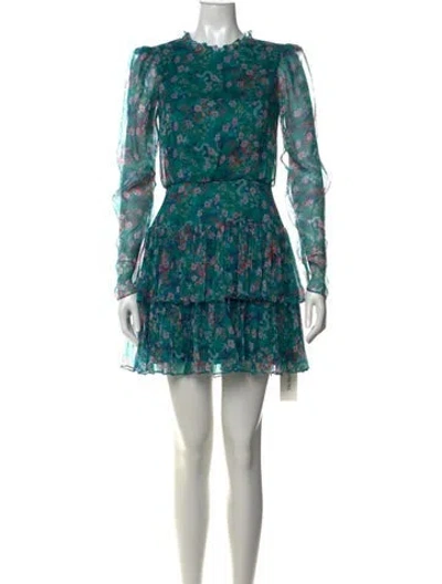 Pre-owned Saloni Silk Mini Dress In Green