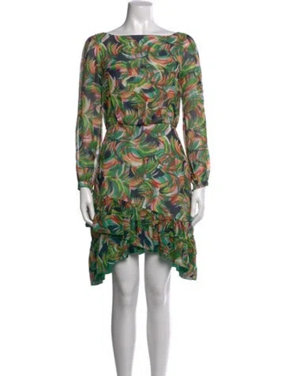 Pre-owned Saloni Silk Mini Dress In Green