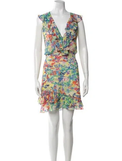 Pre-owned Saloni Silk Mini Dress In Green