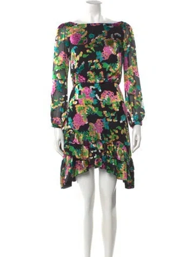 Pre-owned Saloni Silk Mini Dress In Multi
