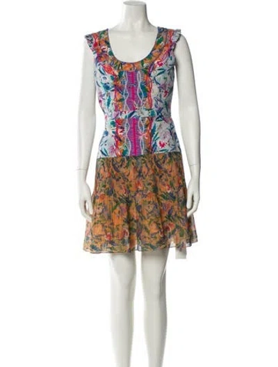 Pre-owned Saloni Silk Mini Dress In Multi