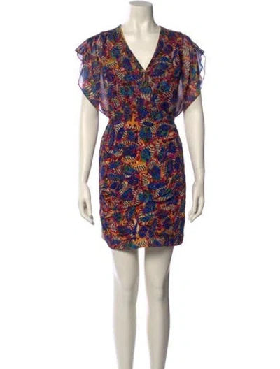 Pre-owned Saloni Silk Mini Dress In Multi