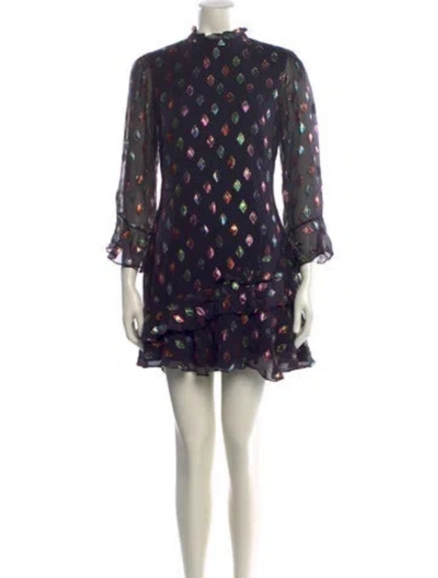 Pre-owned Saloni Silk Mini Dress In Multi