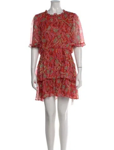Pre-owned Saloni Silk Mini Dress In Multi