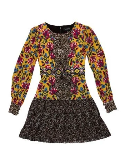 Pre-owned Saloni Silk Mini Dress In Multicolor