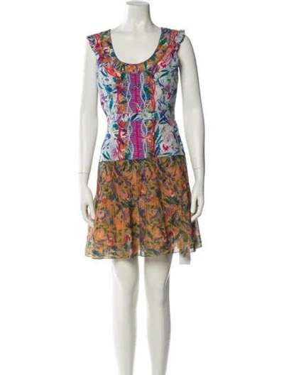 Pre-owned Saloni Silk Mini Dress In Multicolor