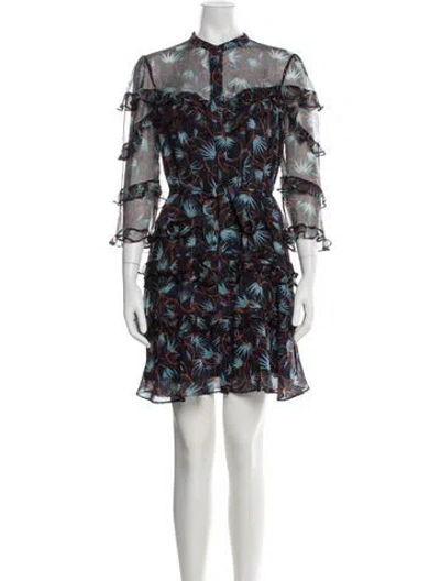 Pre-owned Saloni Silk Mini Dress In Multicolor