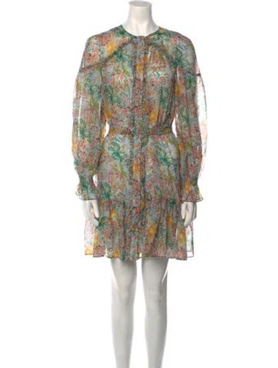 Pre-owned Saloni Silk Mini Dress In Neutral