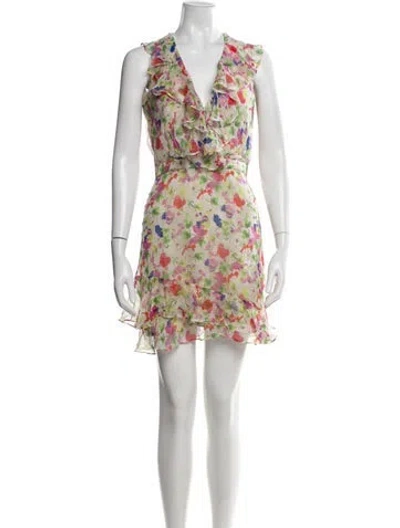 Pre-owned Saloni Silk Mini Dress In Neutral