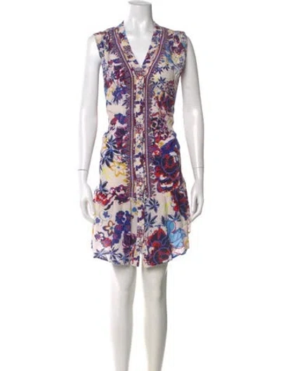 Pre-owned Saloni Silk Mini Dress In Neutral