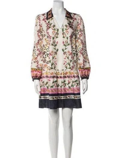 Pre-owned Saloni Silk Mini Dress In Neutral