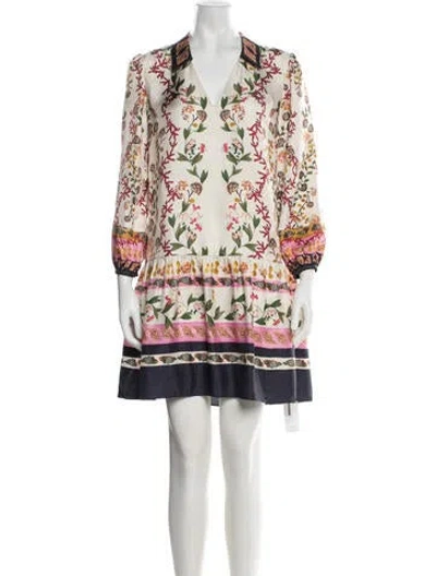 Pre-owned Saloni Silk Mini Dress In Neutrals