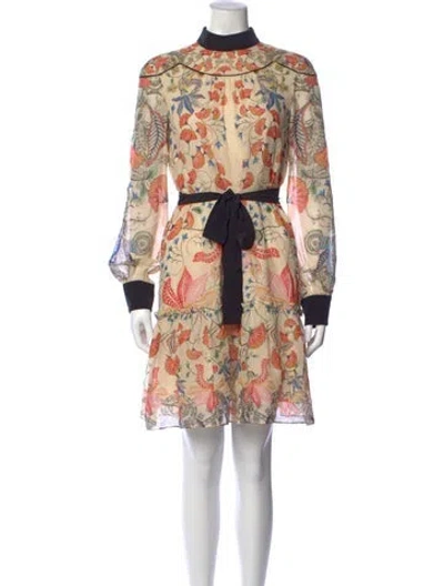 Pre-owned Saloni Silk Mini Dress In Neutrals