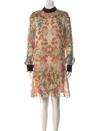 Pre-owned Saloni Silk Mini Dress In Neutrals