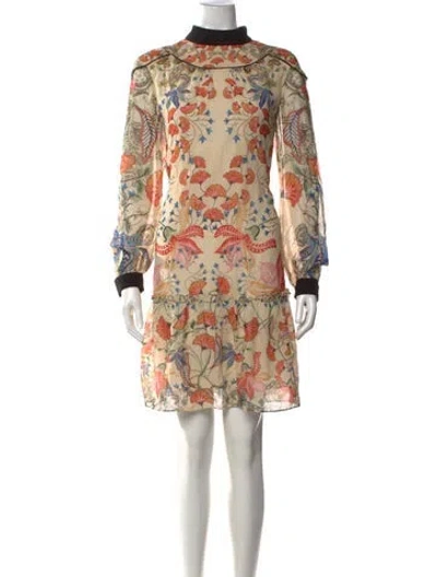 Pre-owned Saloni Silk Mini Dress In Neutrals