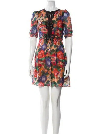 Pre-owned Saloni Silk Mini Dress In Orange