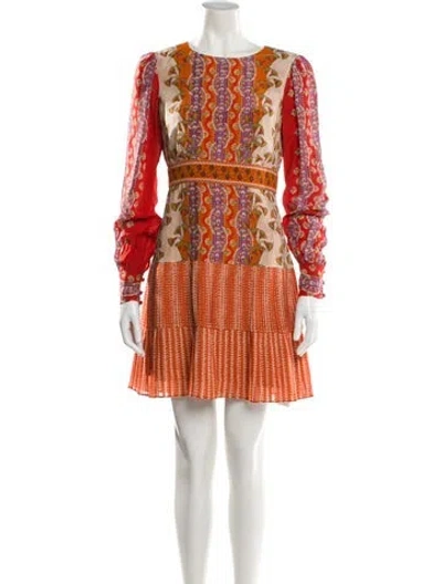 Pre-owned Saloni Silk Mini Dress In Orange