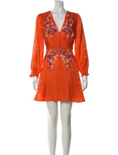 Pre-owned Saloni Silk Mini Dress In Orange