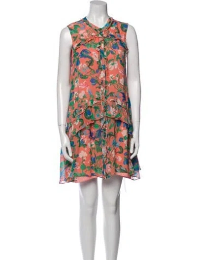 Pre-owned Saloni Silk Mini Dress In Pink