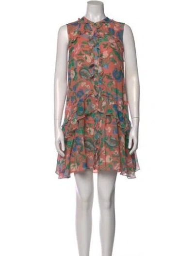 Pre-owned Saloni Silk Mini Dress In Pink