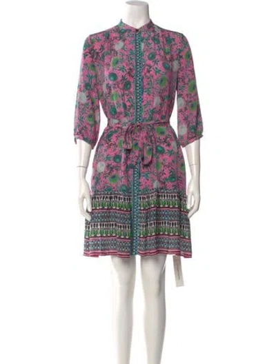 Pre-owned Saloni Silk Mini Dress In Pink
