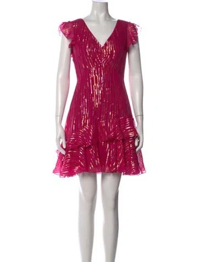 Pre-owned Saloni Silk Mini Dress In Pink