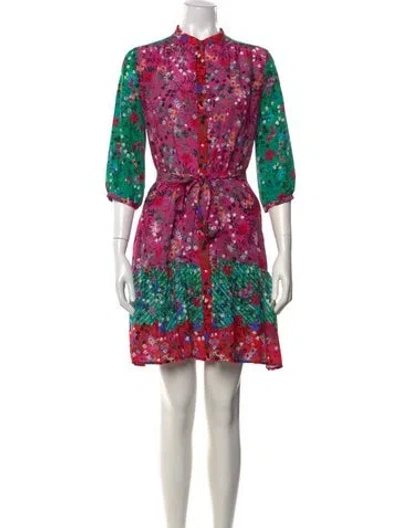 Pre-owned Saloni Silk Mini Dress In Pink
