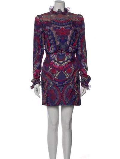 Pre-owned Saloni Silk Mini Dress In Purple