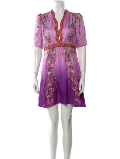Pre-owned Saloni Silk Mini Dress In Purple