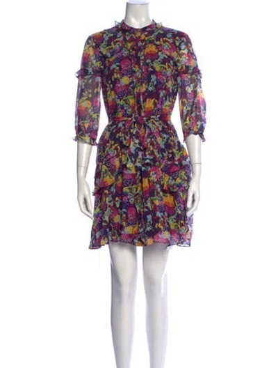 Pre-owned Saloni Silk Mini Dress In Purple