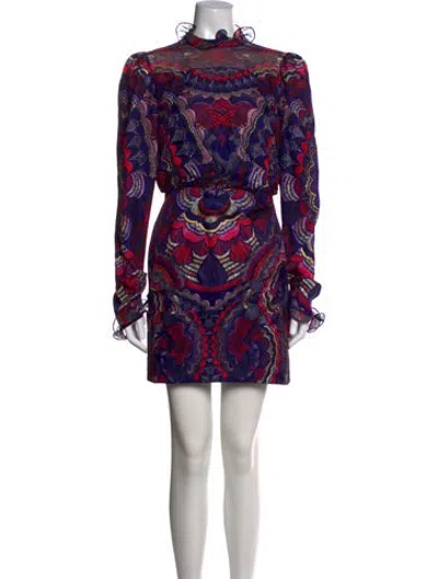 Pre-owned Saloni Silk Mini Dress In Purple