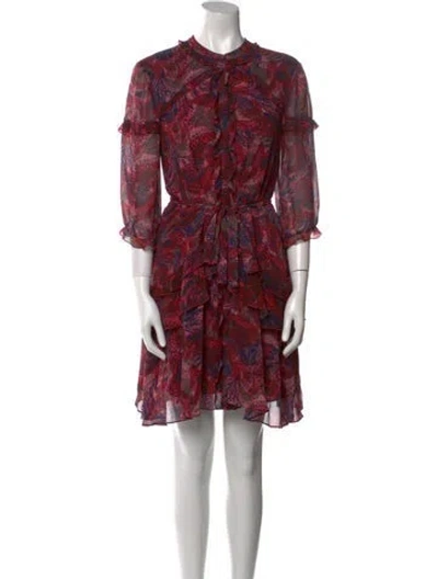 Pre-owned Saloni Silk Mini Dress In Red