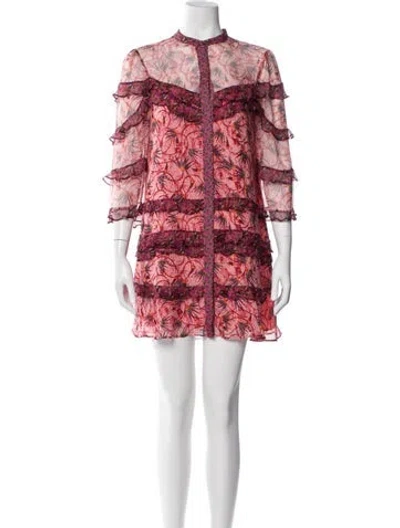 Pre-owned Saloni Silk Mini Dress In Red