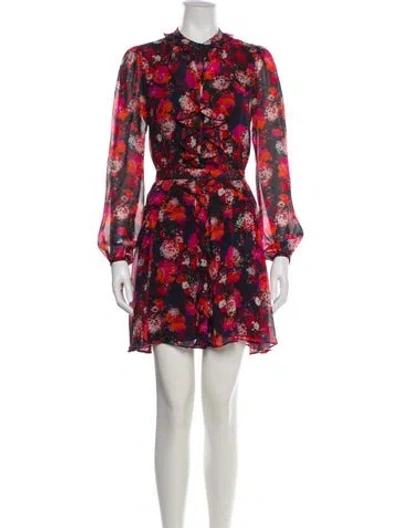 Pre-owned Saloni Silk Mini Dress In Red